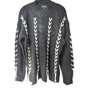 ModX Black Knit Sweater with Cream Accent Size XL NWOT